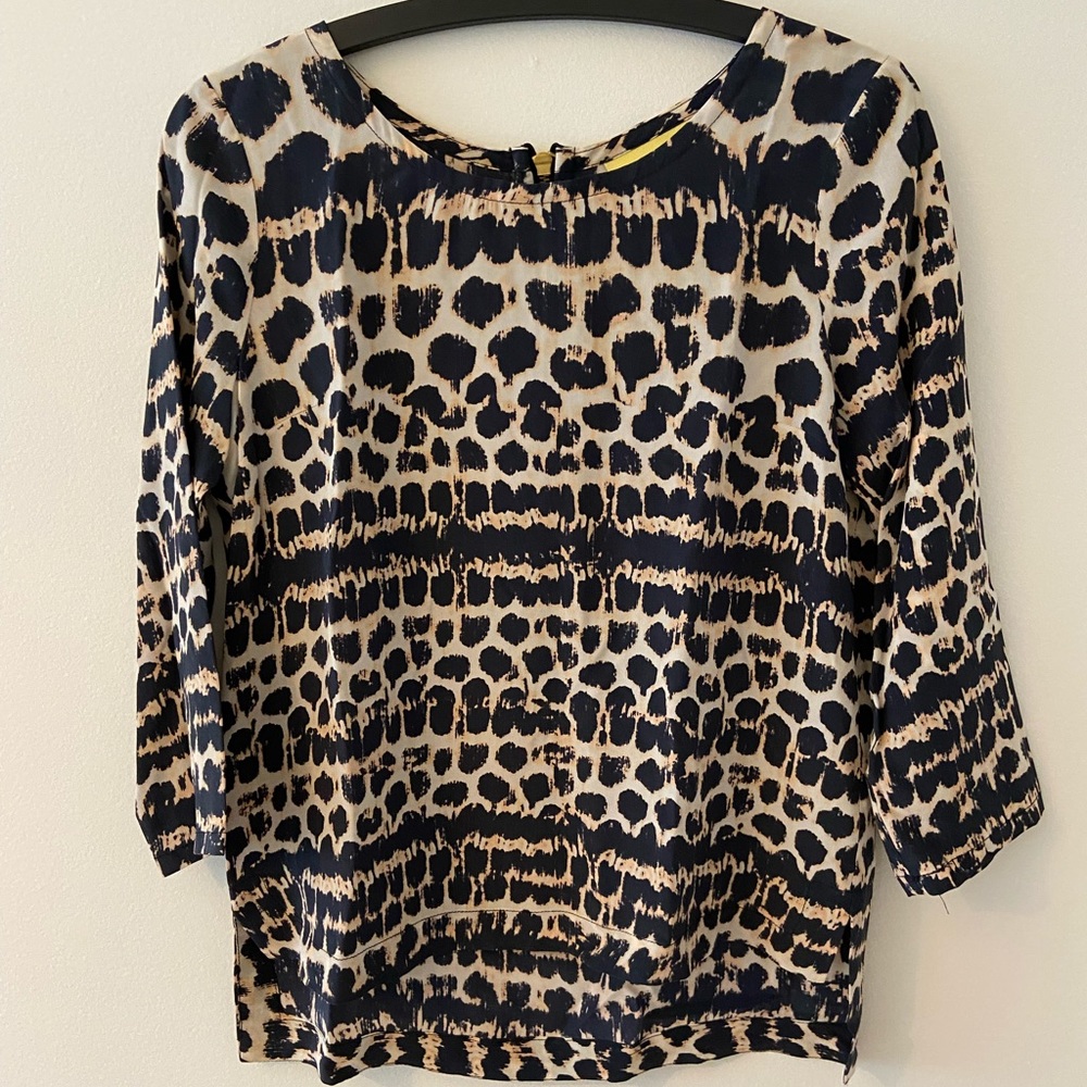 Anthropologie leopard print silk top